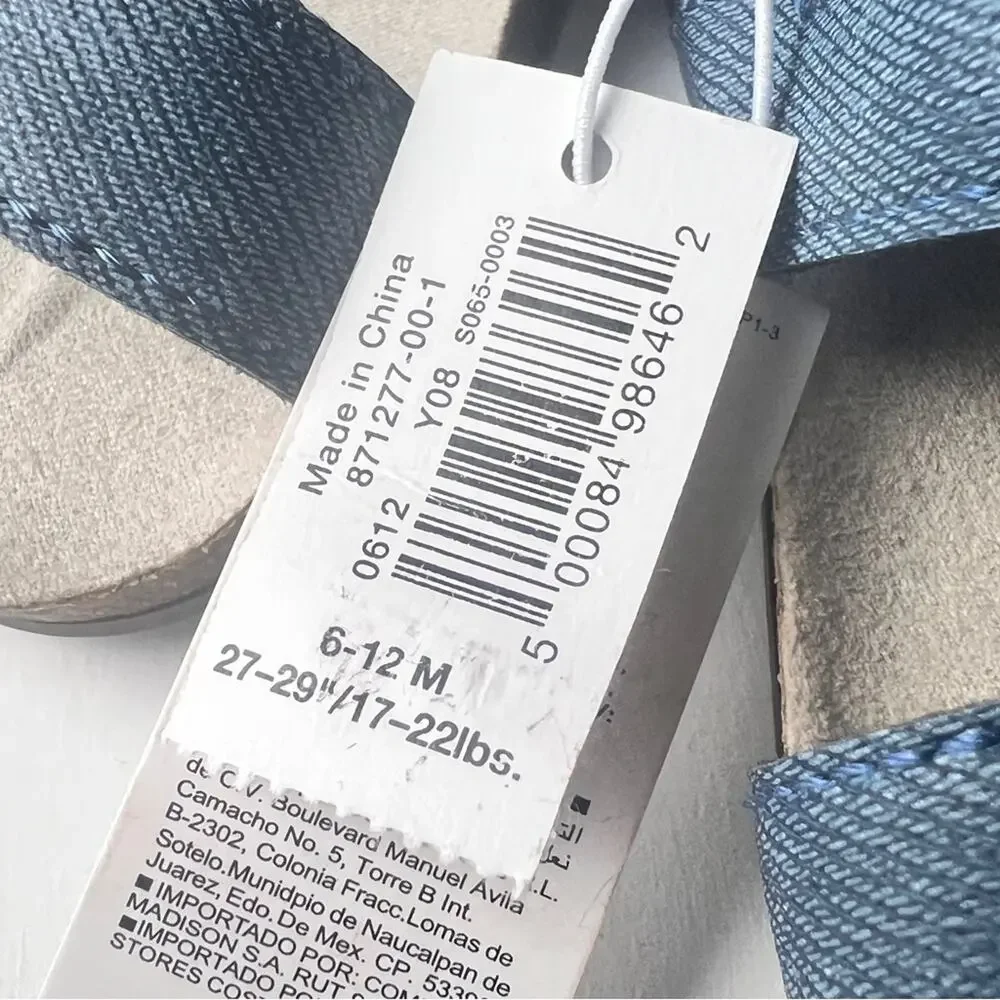 Old Navy Baby Girl Chambray Denim Double Secure Strap Sandals Sz 6-12 M